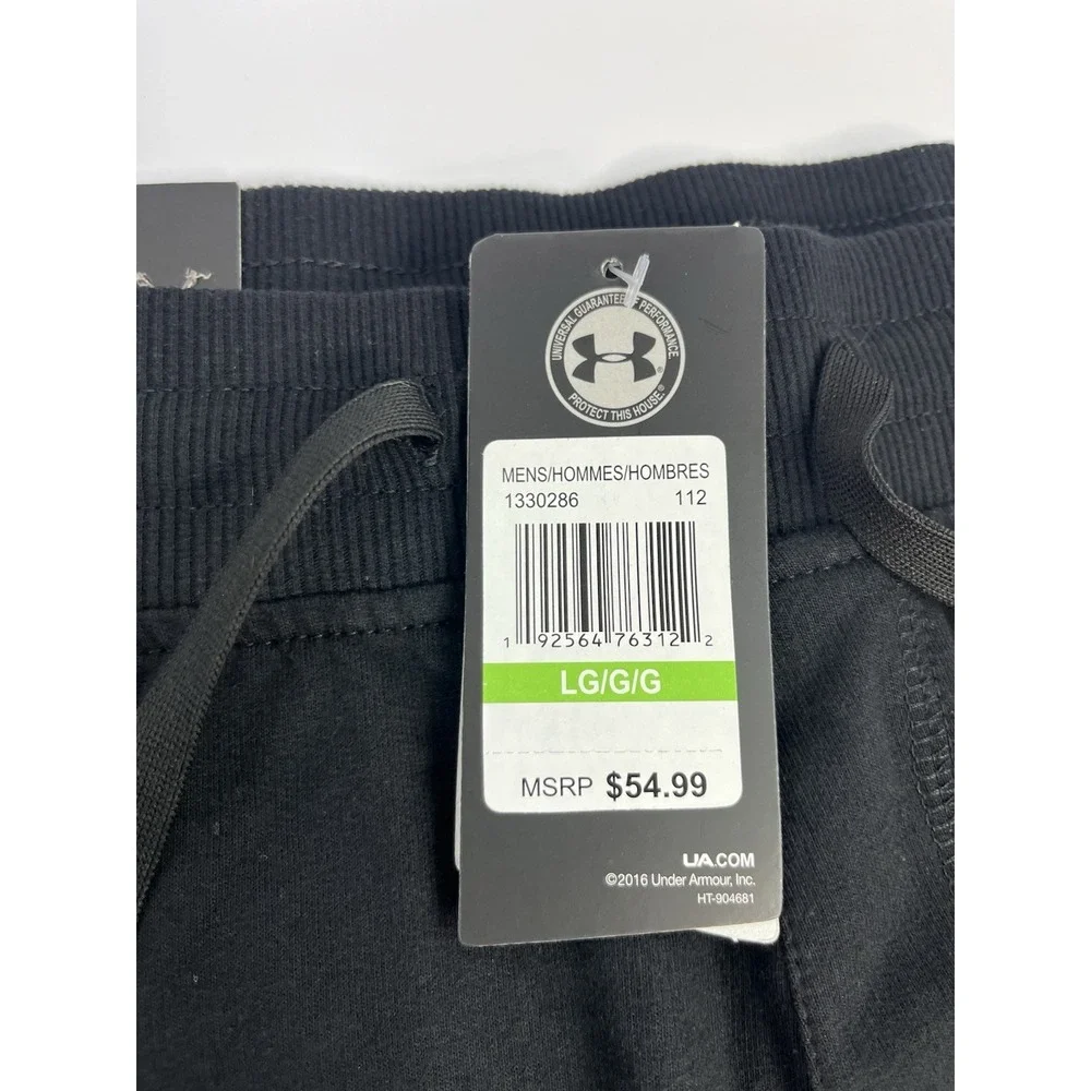 Under Armour Men's Jogger Pants Black Large Athletic Cotton Fleece Logo ColdGear